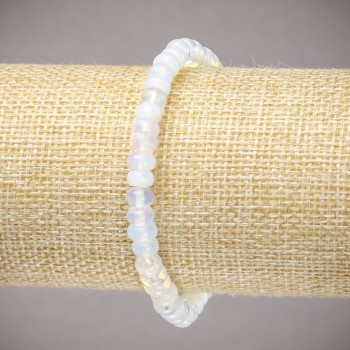 Náramek na gumičce z měsíčního kamene (syntetický) hladké rondely, průměr 6×4 mm ±, délka 18 cm ±