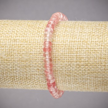 Náramek na gumičce z přírodního chalcedonu, hladké rondely, průměr 6×4 mm, délka 18 cm+