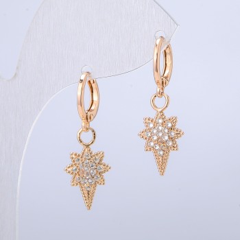 Náušnice Xuping s pozlacením 18K a bílými kamínky, rozměry 30×10 mm +