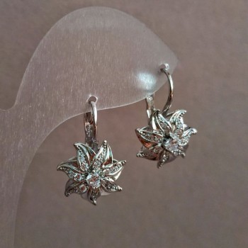 Náušnice Xuping rhodiované s bílými krystaly, průměr 20 × 15 mm +