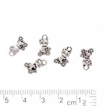 Přívěšek Hello Kitty na kole 12×7 mm, povrch: stříbro, hmotnost 20 g, balení cca 37 ks