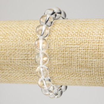 Náramek na gumičce z horského křišťálu, hladká korálka, průměr 10 mm+