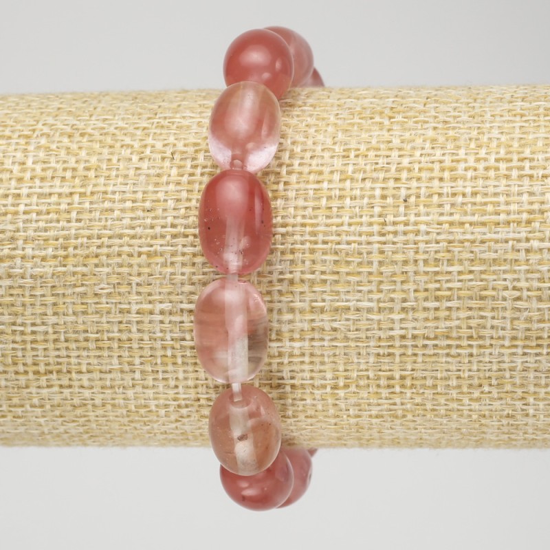 Náramek na gumičce z přírodního chalcedonu váleček, průměr 10×14 mm+