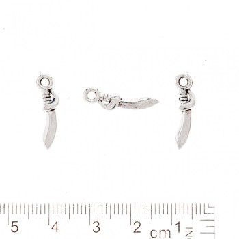 Příslušenství – závěsek Šavle, barva kovu 'stříbro', 19×4 mm, balení 20 g ±53 ks
