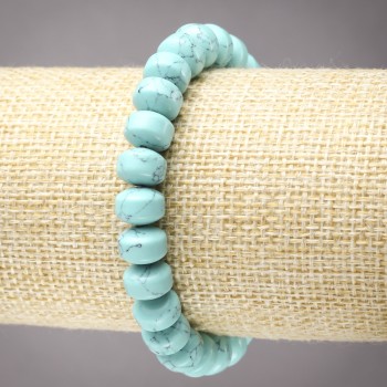 Náramek na gumičce z tyrkysu, hladké rondely, průměr 9×7 mm+