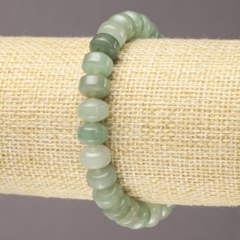 Náramek na gumičce z nefritu, hladké rondely, průměr 9×7 mm