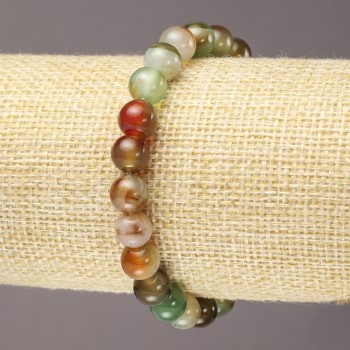 Náramek na gumičce brazilský achát, hladká kulička, průměr 8 mm, délka 18 cm+