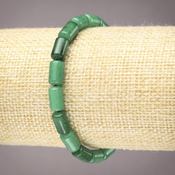 Náramek na gumičce z přírodního kamene hrizopras, hladké cylindrické korálky, průměr 10×6 mm+