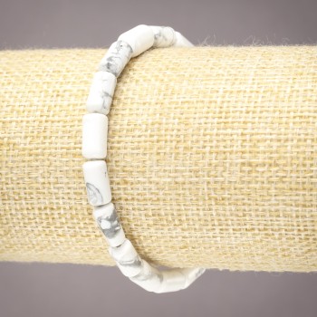 Náramek na gumičce z přírodního chalcedonu hladké cylindrické korálky, průměr 10×6 mm+
