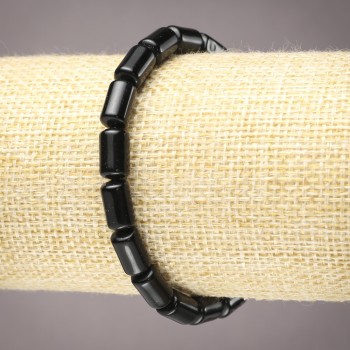 Náramek z achátu na gumičce (tlačený) – hladké cylindrické korálky 10×6 mm