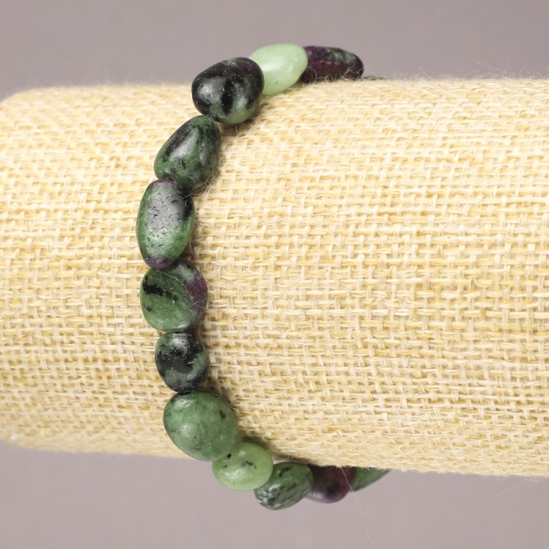Náramek na gumičce z přírodního zoizitu, galetovaný zozit, průměr 10 × 8 mm +