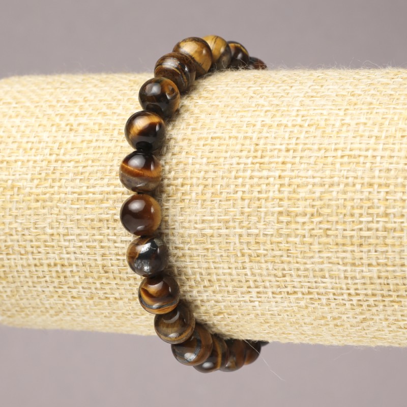 Náramek z tygřího oka, hladké kuličky o průměru 8 mm (+/-), délka 18 cm (elastická guma)