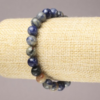 Náramek na gumičce z přírodního sodalitu, hladké kuličky, průměr 8 mm+