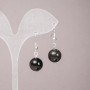 Náušnice ze stříbřitého obsidiánu, hladká kulička, průměr 12 mm, délka 33 mm