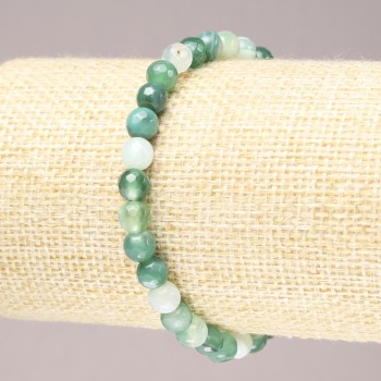 Náramek z elastické šňůrky ze zeleného achátu – broušená korálka, průměr 6 mm+
