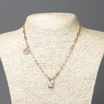 Řetízek Xuping s pozlacením 18K a s přívěsky se bílými štrasovými kameny