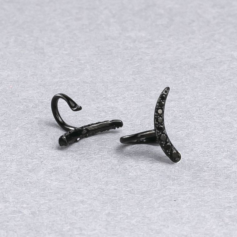 Kaf Xuping černý rhodium s černými štrasami