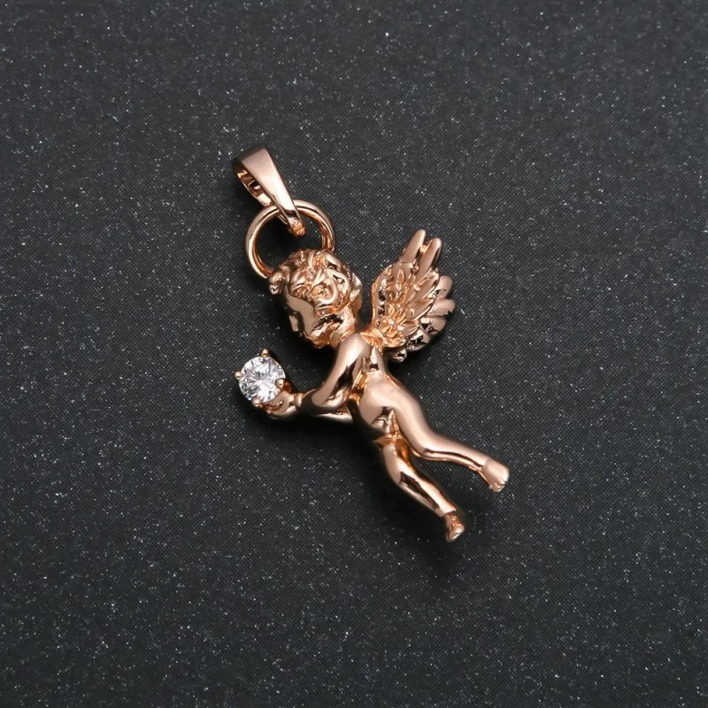 Přívěšek Xuping pozlacený 18K – Anděl s bílou štrasou 30×15 mm +