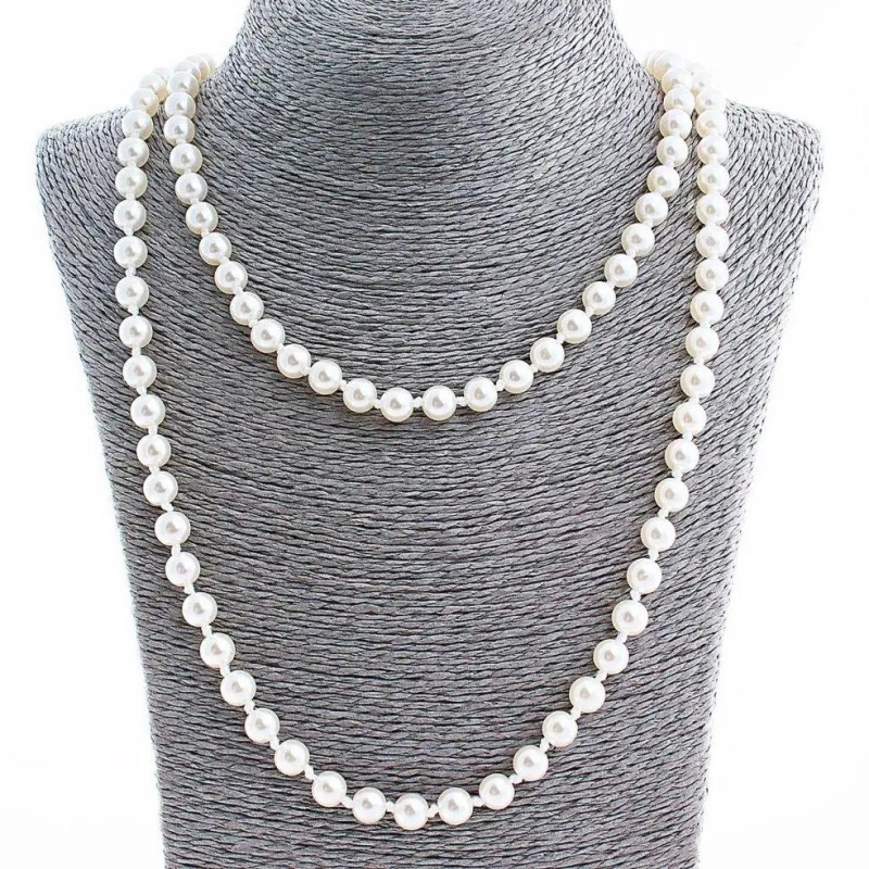 Náhrdelníky dlouhé perlové (umělý plast), průměr 8 mm, 120 cm +