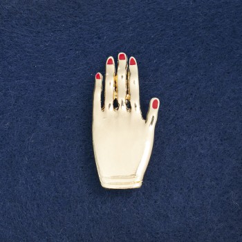 Výprodej brože 'Ruka' zlatavého kovu a smaltu 44×21 mm +