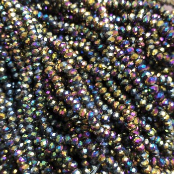 Korálky Český křišťál na vlascové niti – brusované rondely, průměr 3×2,5 mm, délka 36 cm +