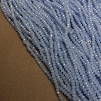 Korálky Český křišťál na niti modré matné rondely, průměr 3×2,5 mm, délka 36–38 cm + -