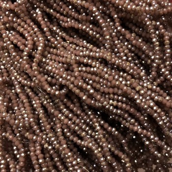 Korálky z českého křišťálu na niti, frézované matné s nástřikem, facetový rondel, průměr 3×2,5 mm ±, délka 36–38 cm