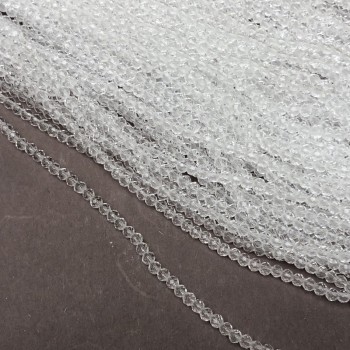 Korálky Český křišťál na niti bílé průhledné broušené rondelové, průměr 3,5×3 mm +-, délka 36–38 cm +