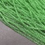 Korálky Český křišťál na niti, salátově zelené, průhledné, broušené rondely, průměr 3,5×3 mm, délka 36–38 cm