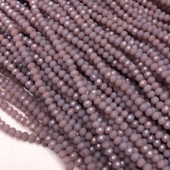 Korálky Českého křišťálu na niti – fialově matované rondely, průměr 3,5×3 mm, délka 36–38 cm