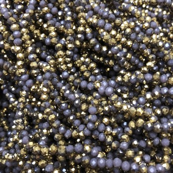 Korálky z českého křišťálu na niti, sada fialových matných s broušeným rondellem, průměr 3,5×3 mm, délka 36-38 cm +