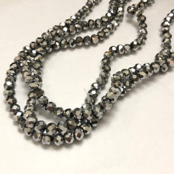 Korálky Český křišťál na vlákno s broušeným rondelem, průměr 6×4,5 mm + -, délka 38–40 cm +