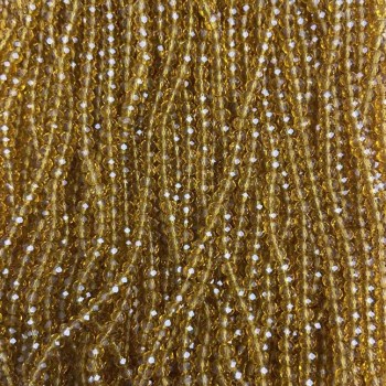 Korálky Český křišťál na šňůrce, jantarově průhledné, brusovaný rondel, průměr 3,5×3 mm, délka 33 cm