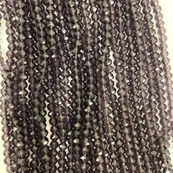 Korálky Český křišťál na vlasci tmavě fialové brusované rondely, průměr 3×3,5 mm, délka 32 cm