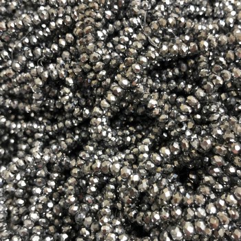 Korálky Český křišťál na niti se světle šedým nástřikem, fasetovaný rondel, průměr 3,5×3 mm, délka 36–38 cm