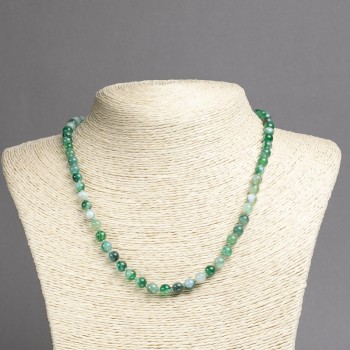 Náhrdelník z očkového achátu, hladké kuličky, průměr 6 mm (±), délka 45 cm+