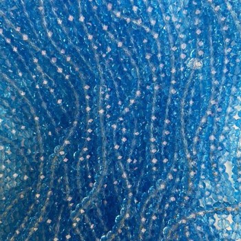 Korálky z českého křišťálu na vlásence, sytě modré průhledné, broušené rondely, průměr 6×4,5 mm, délka cca 38 cm