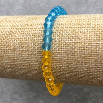 Náramek na gumičce z českého křišťálu Ukrajina broušený rondel, průměr 6×4 mm, délka 18 cm