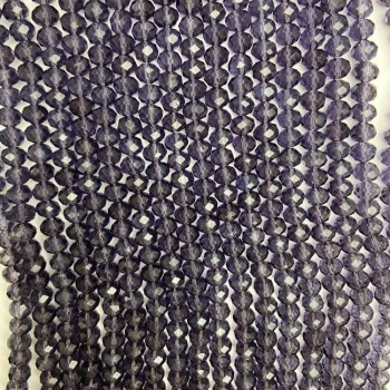 Korálky Český křišťál na niti fialově průhledné broušené rondelky, průměr 6×5 mm, délka 40 cm