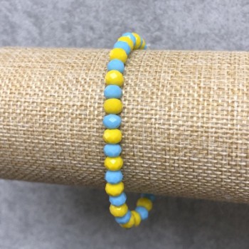 Náramek na gumičce z českého křišťálu, Ukrajina, broušený rondel, průměr 6×4 mm, délka 18 cm