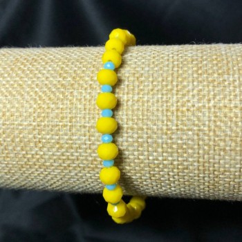 Náramek na gumičce z českého křišťálu – Ukrajina, broušené rondely, průměr 6×4 mm, délka 18 cm +-