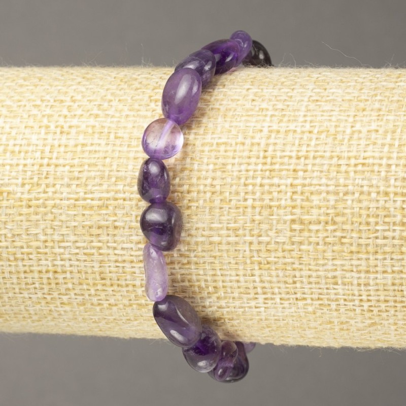 Náramek na gumičce z přírodního ametystu, galetové broušení, průměr 10×7 mm+