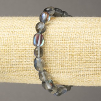 Náramek na gumičce z modrého opálového skla broušené 10×8 mm+