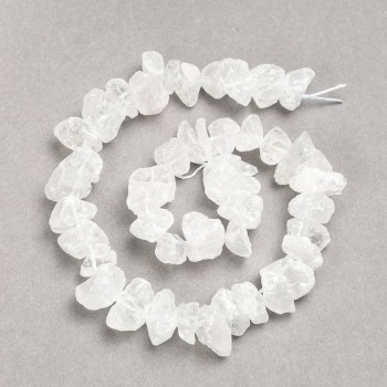 Korálky na niti z neopracovaného kamene — horský křišťál, facetované, průměr 13×8(±) mm, délka 41 cm