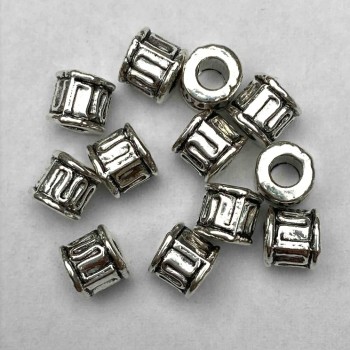 Kovové komponenty – korálky-vložky, barva kovu 'stříbro', 5×4,5 mm, balení 26 ks+