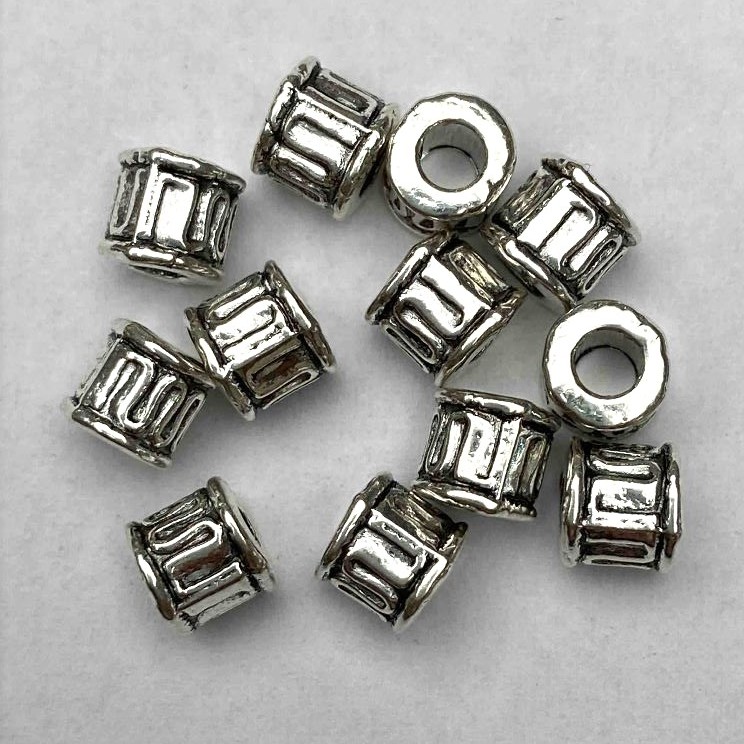 Kovové komponenty – korálky-vložky, barva kovu 'stříbro', 5×4,5 mm, balení 26 ks+