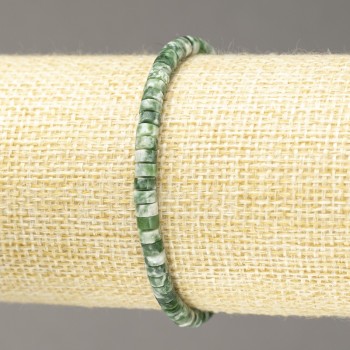 Náramek z mechového achátu na gumičce, rondelové korálky, průměr 4×2,5 mm ±, délka 18 cm