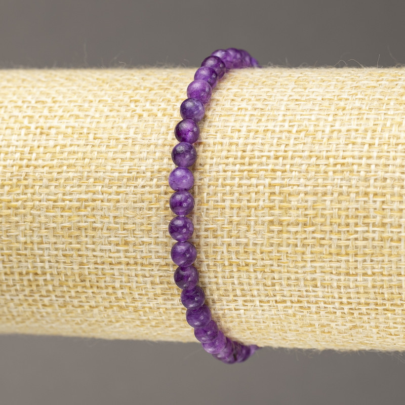 Náramek z lepidolitu (umělý) hladká kulička, průměr 4–5 mm ± (elastický)