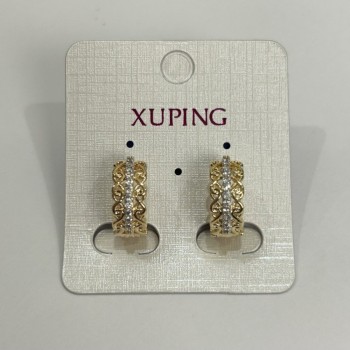 Náušnice Xuping pozlacené 18K s bílými štrasovými kameny, průměr 18×7 mm