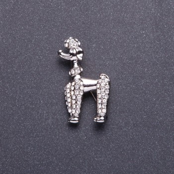 Brož «Královský pudl», barva kovu stříbrná, 4×2,5 cm